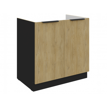 Szafka pod zlew 80 cm CREMA dąb cremona / czarny mat 80 ZL 2F BB